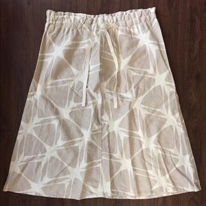 Neutral linen floral paper bag waist skirt